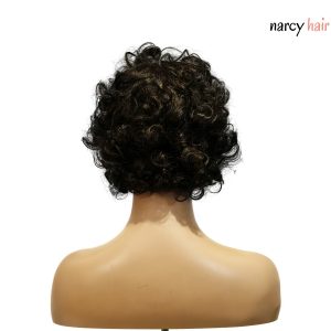 center wig machine made black wig remy hair tc002