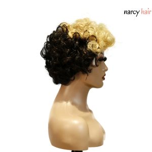 center wig machine made black wig remy hair tc004