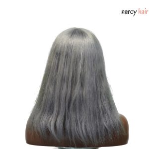 center wig machine made gray wig remy hair 12p