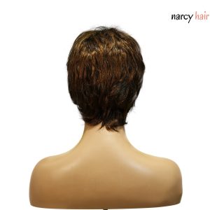 center wig machine made black wig remy hair tc066