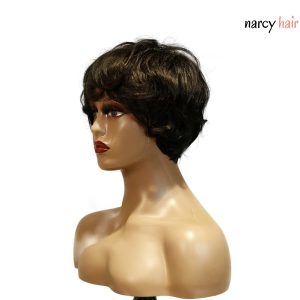 center wig machine made black wig remy hair tc041