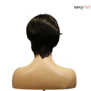 center wig machine made black wig remy hair h081