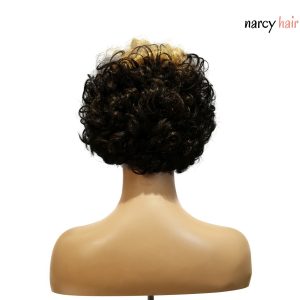 center wig machine made black wig remy hair tc004