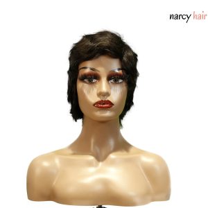 center wig machine made black wig remy hair h001