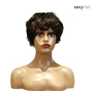 center wig machine made black wig remy hair tc041