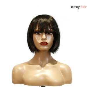center wig machine made black wig remy hair tc027
