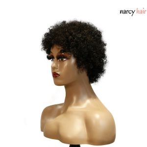 center wig machine made black wig remy hair h023