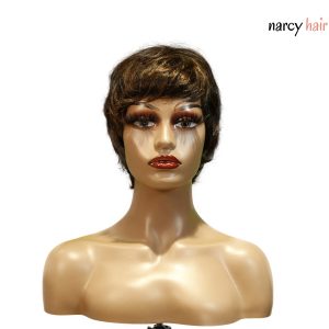 center wig machine made black wig remy hair tc066