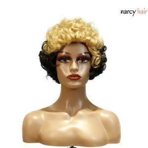 center wig machine made black wig remy hair tc004