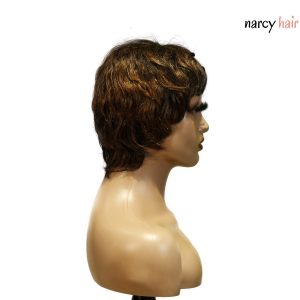 center wig machine made black wig remy hair tc066