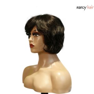 center wig machine made black wig remy hair tc063