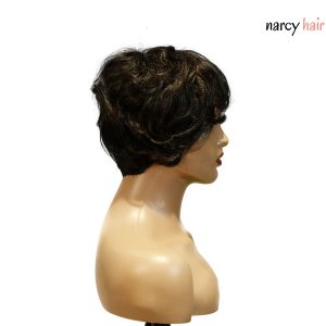 center wig machine made black wig remy hair tc041