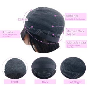 center wig machine made black wig remy hair tc041