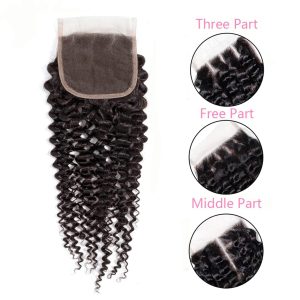 center wig remy hair 4x4 kinky curly closure