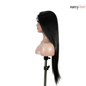 center wig natural black remy hair 6x7 lace closure straight human hair wig