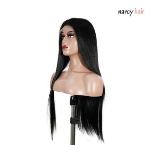 center wig natural black remy hair 6x7 lace closure straight human hair wig