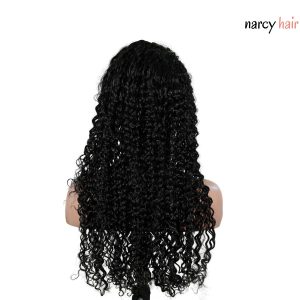 center wig natural black remy hair 6x7 lace closure deep wave human hair wig