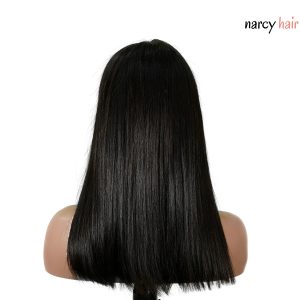 center wig natural black asian raw hair 2x6 hd lace closure straight bob human hair wig