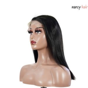 center wig natural black remy hair 5x5 lace closure straight bob human hair wig