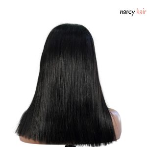center wig natural black remy hair 5x5 lace closure straight bob human hair wig