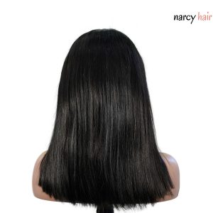 center wig natural black asian raw hair 5x5 hd lace closure straight bob human hair wig