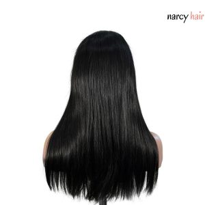 center wig natural black remy hair 5x5 lace closure straight human hair wig