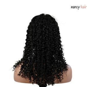 center wig natural black remy hair 5x5 lace closure jerry curly human hair wig