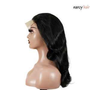 center wig natural black remy hair 5x5 lace closure body wave human hair wig