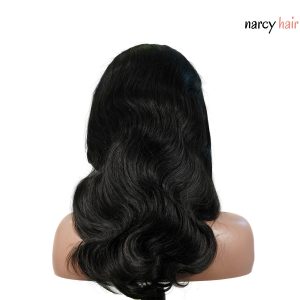 center wig natural black remy hair 5x5 lace closure body wave human hair wig