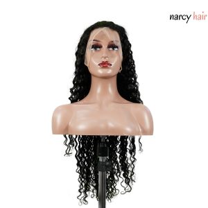 center wig 13x4 deep wave lace front wig natural black remy hair