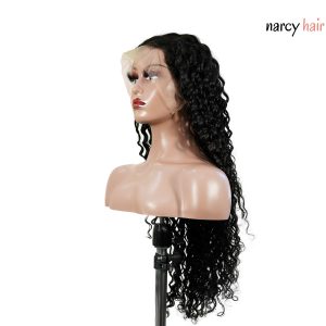 center wig 13x4 deep wave lace front wig natural black remy hair