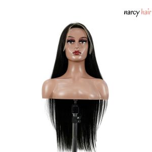center wig natural black asian raw hair 13x6 hd lace front wig straight human hair wig