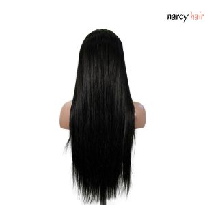 center wig 13x6 double drams straight lace front wig black remy hair