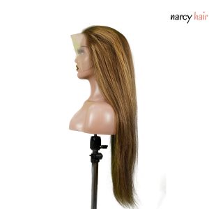 center wig 13x4 straight lace front wig m4&27 highlight remy hair 26 inch