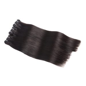 center wig natural black asian double drawn straight hair bundles