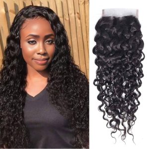 center wig remy hair 4x4 water wave closure
