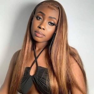 center wig 13x4 straight lace front wig m4&27 highlight remy hair 26 inch