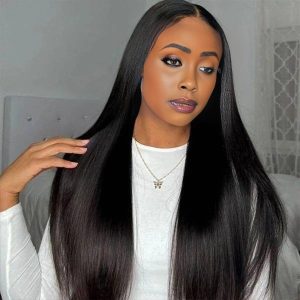 center wig natural black asian raw hair 13x6 hd lace front wig straight human hair wig